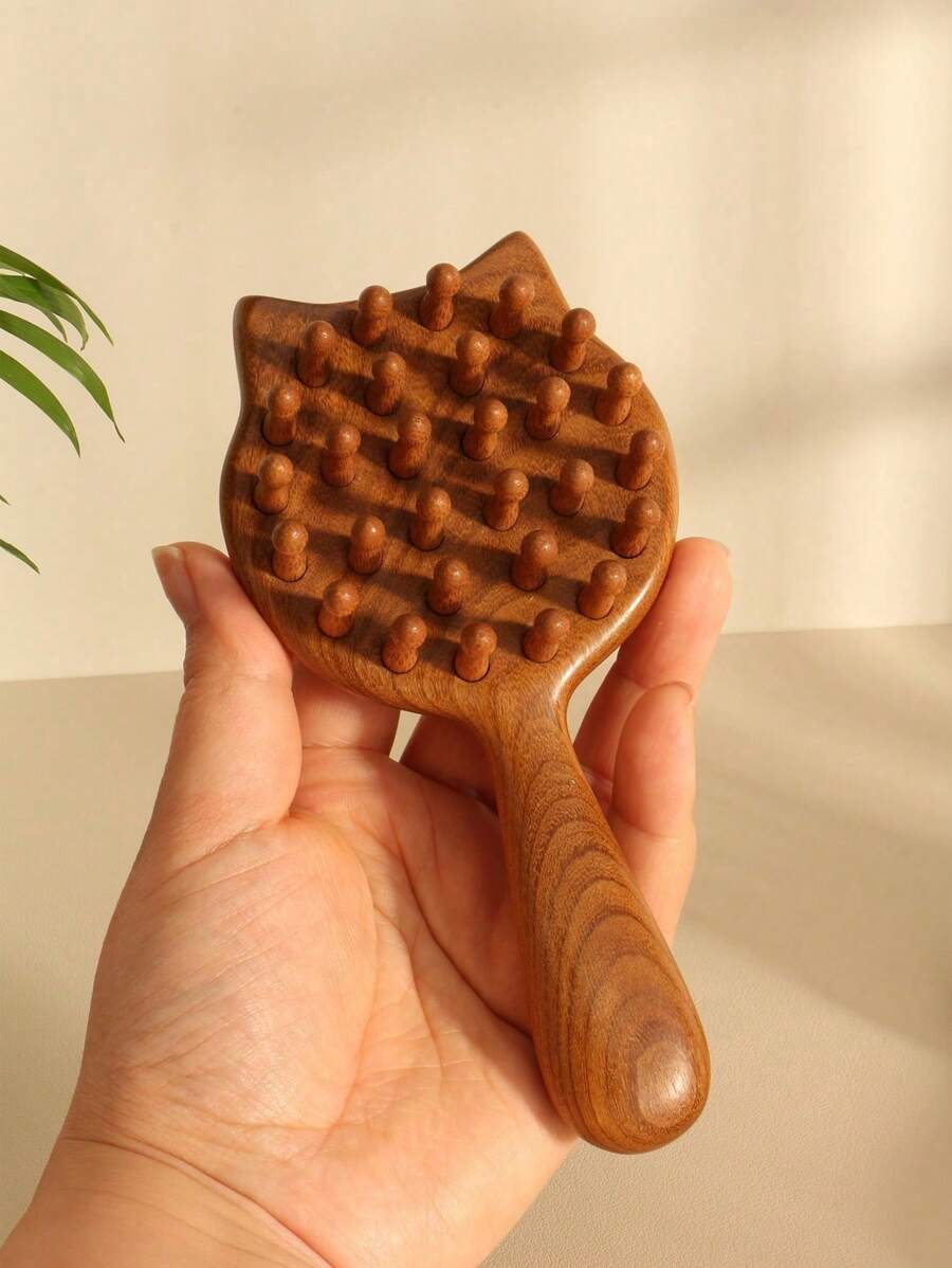 Brosse à cheveux antistatique en bois de santal pour démêler et masser le cuir chevelu