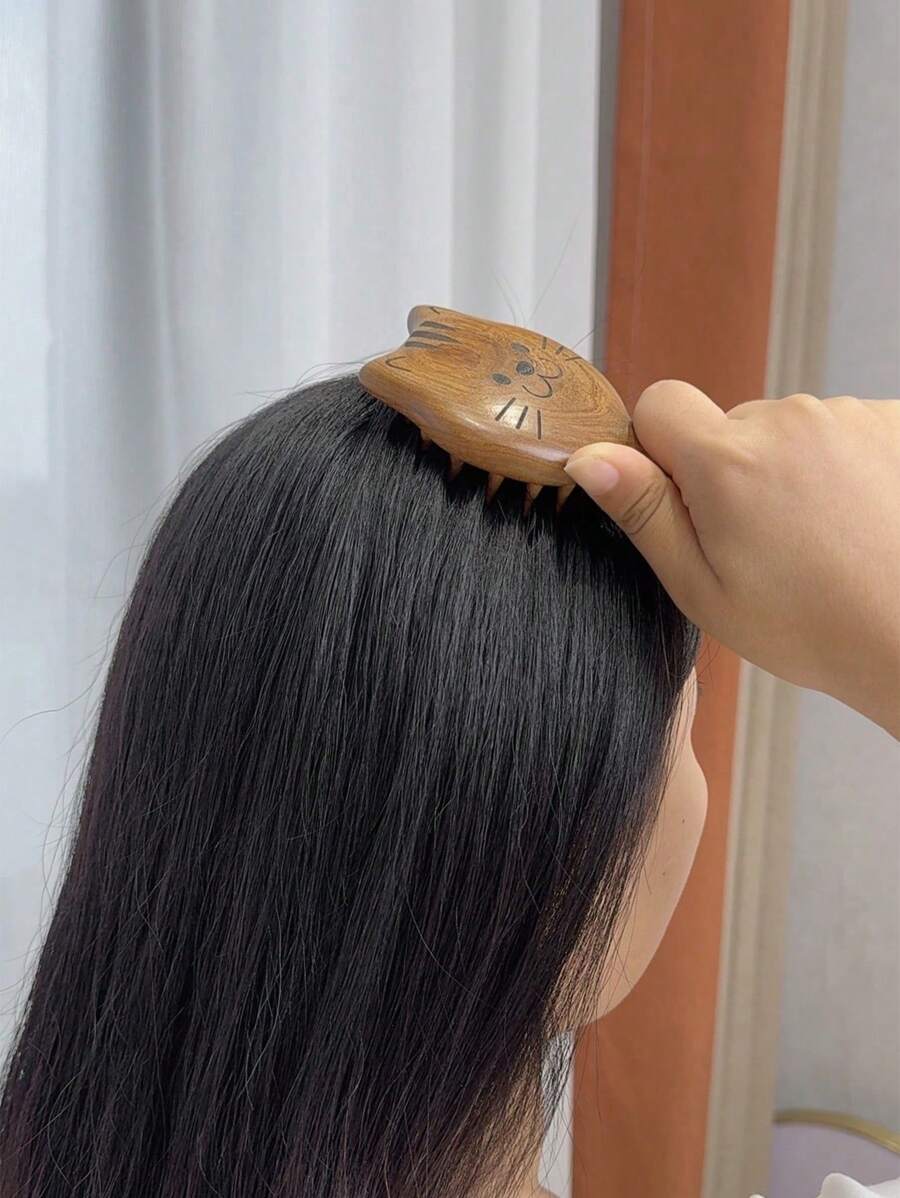 Brosse à cheveux antistatique en bois de santal pour démêler et masser le cuir chevelu